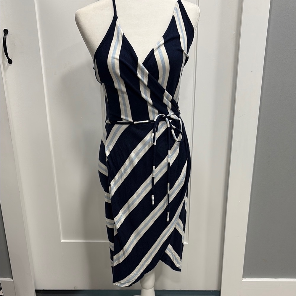 41 Hawthorn Striped Navy and White Wrap Dress